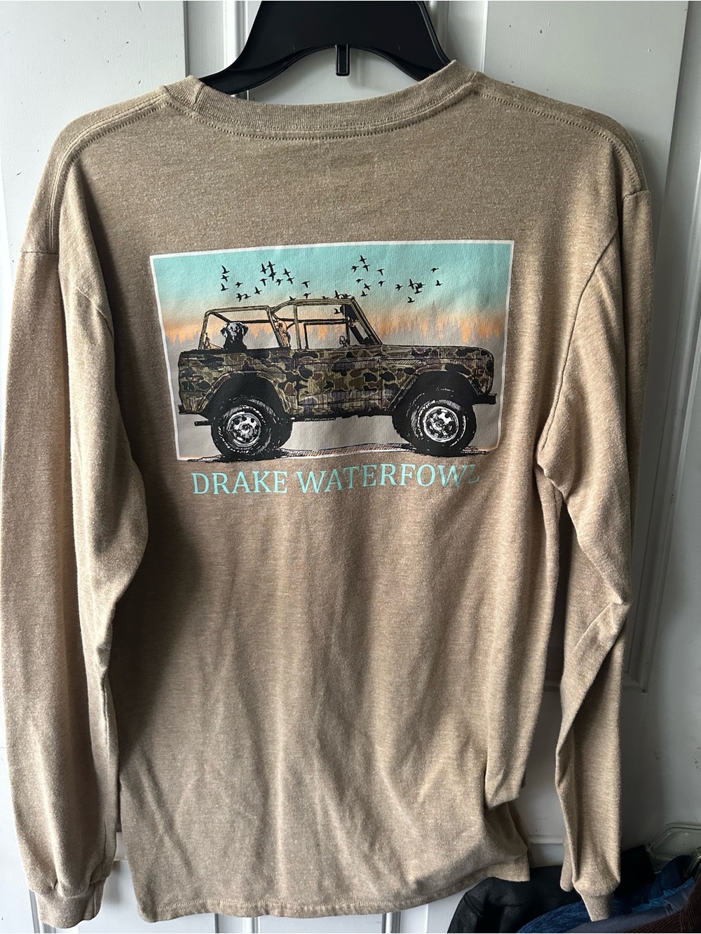 Drake Waterfowl Men's Tan Graphic Long-Sleeve Tee